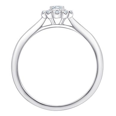 Always Mine Sterling Silver 1/6 Carat T.W. Diamond Floral Ring