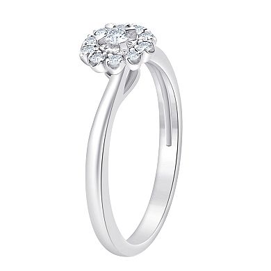 Always Mine Sterling Silver 1/6 Carat T.W. Diamond Floral Ring