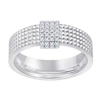 Always Mine Sterling Silver 1/8 Carat T.W. Diamond Textured Ring