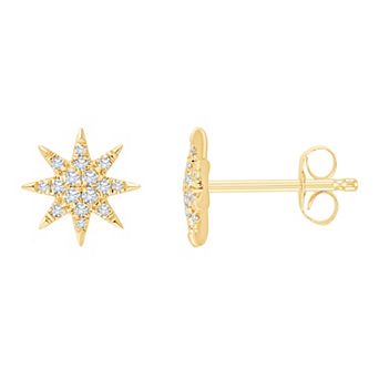 Always Mine 14k Gold Over Silver 1/8 Carat T.W. Diamond Starburst Earrings