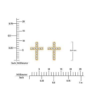 Always Mine 14k Gold Over Silver 1/10 Carat T.W. Diamond Cross Earrings