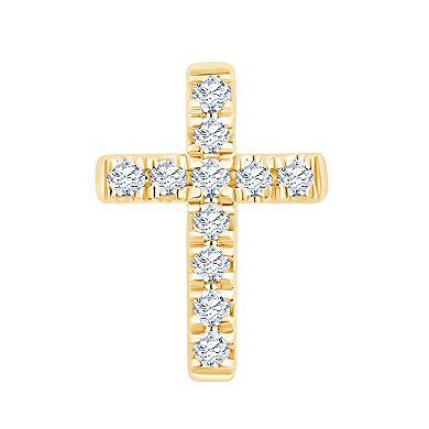 Always Mine 14k Gold Over Silver 1/10 Carat T.W. Diamond Cross Earrings