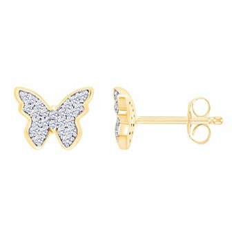 Always Mine 14k Gold Over Silver 1/8 Carat T.W. Diamond Butterfly Earrings