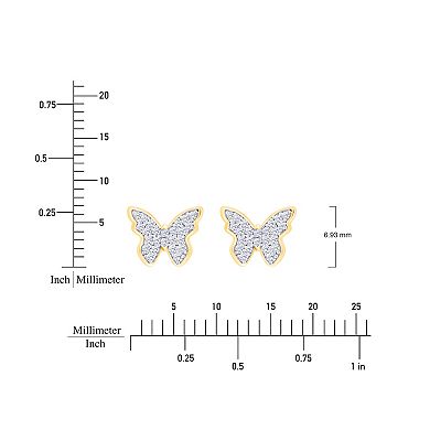 Always Mine 14k Gold Over Silver 1/8 Carat T.W. Diamond Butterfly Earrings