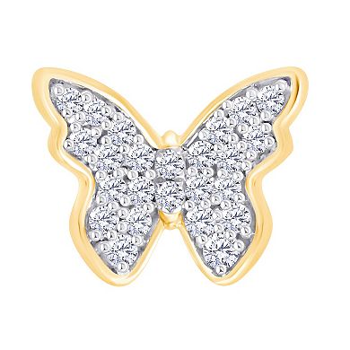 Always Mine 14k Gold Over Silver 1/8 Carat T.W. Diamond Butterfly Earrings