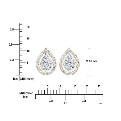 Always Mine 14k Gold Over Silver 1/3 Carat T.W. Diamond Pear Earrings