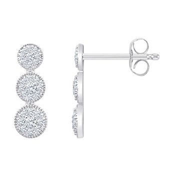 Always Mine Sterling Silver 1/4 Carat T.W. Diamond Triple Oval Earrings