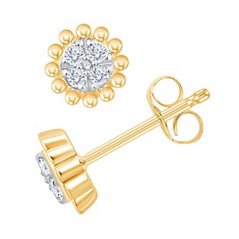 Always Mine 14k Gold Over Silver 1/6 Carat T.W. Diamond Sunflower Earrings