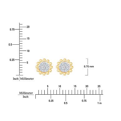 Always Mine 14k Gold Over Silver 1/6 Carat T.W. Diamond Sunflower Earrings