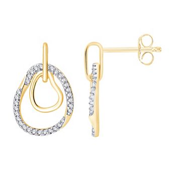 Always Mine 14k Gold Over Silver 1/6 Carat T.W. Diamond Heart Earrings