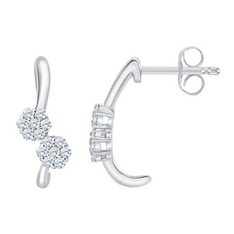 Always Mine Sterling Silver 1/5 Carat T.W. Diamond Flower Drop Earrings