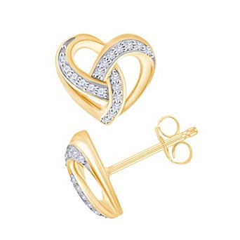 Always Mine 14k Gold Over Silver 1/10 Carat T.W. Diamond Heart Earrings