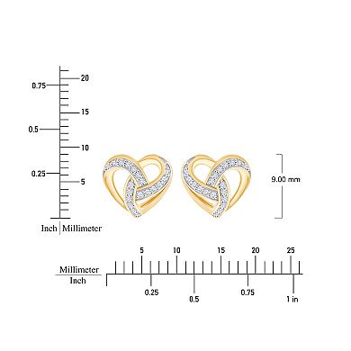 Always Mine 14k Gold Over Silver 1/10 Carat T.W. Diamond Heart Earrings