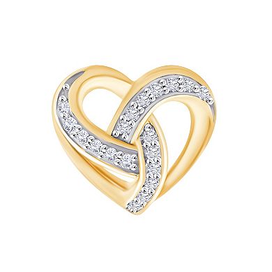 Always Mine 14k Gold Over Silver 1/10 Carat T.W. Diamond Heart Earrings