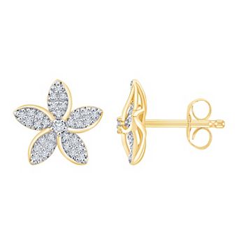 Always Mine 14k Gold Over Silver 1/5 Carat T.W. Diamond Flower Earrings