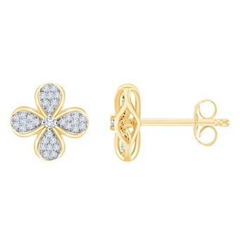 Always Mine 14k Gold Over Silver 1/5 Carat T.W. Diamond Flower Earrings