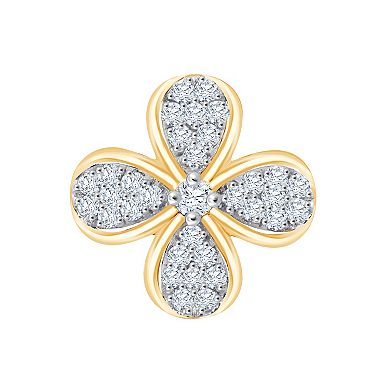 Always Mine 14k Gold Over Silver 1/5 Carat T.W. Diamond Flower Earrings