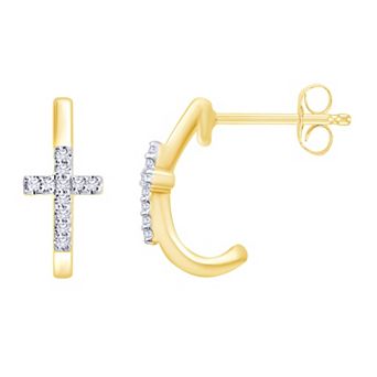 Always Mine 14k Gold Over Silver Diamond Accent Cross Earrings