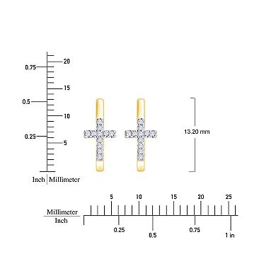 Always Mine 14k Gold Over Silver Diamond Accent Cross Earrings