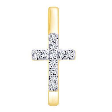 Always Mine 14k Gold Over Silver Diamond Accent Cross Earrings