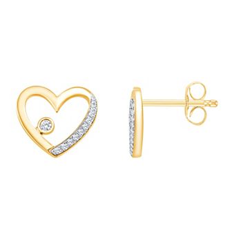 Always Mine 14k Gold Over Silver Diamond Accent Heart Earrings