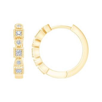 Always Mine 14k Gold Over Silver 1/8 Carat T.W. Diamond Hoop Earrings