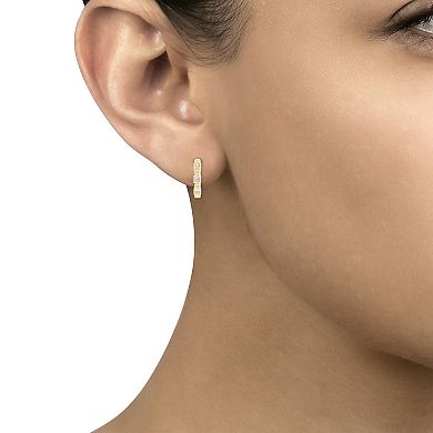 Always Mine 14k Gold Over Silver 1/8 Carat T.W. Diamond Hoop Earrings