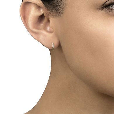 Always Mine 14k Gold Over Sterling Silver 1/8 Carat T.W. Diamond Huggie Earrings