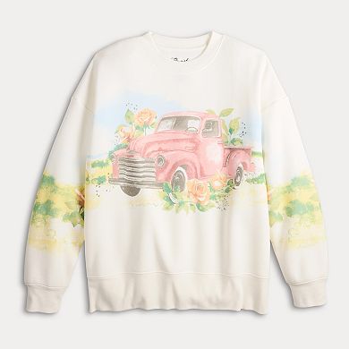 Women’s Truck Flowers Graphic Pullover Sweatshirt
