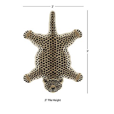 Linon Jungle Cheetah Shaped Rug
