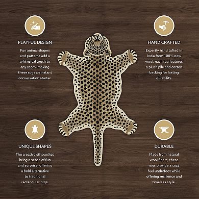 Linon Jungle Cheetah Shaped Rug