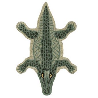 Linon Jungle Crocodile-Shaped Rug