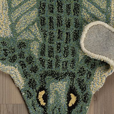 Linon Jungle Crocodile Shaped Rug