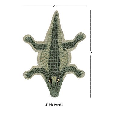 Linon Jungle Crocodile Shaped Rug