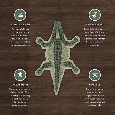 Linon Jungle Crocodile Shaped Rug