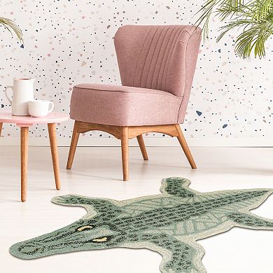 Linon Jungle Crocodile Shaped Rug