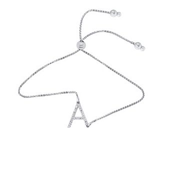 Éthique Sterling Silver 1/10 Carat T.W. Lab Grown Diamond Initial Bolo Bracelet