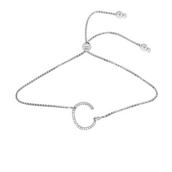 Éthique Sterling Silver 1/10 Carat T.W. Lab Grown Diamond Initial Bolo Bracelet