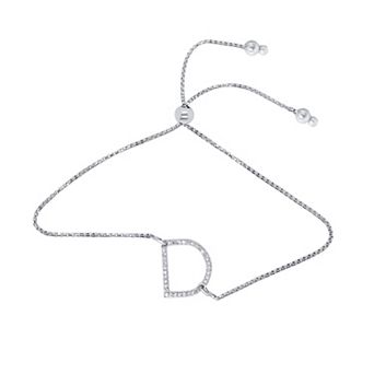 Éthique Sterling Silver 1/10 Carat T.W. Lab Grown Diamond Initial Bolo Bracelet