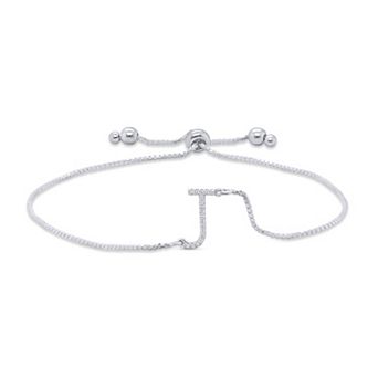 Éthique Sterling Silver 1/10 Carat T.W. Lab Grown Diamond Initial Bolo Bracelet