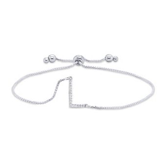 Éthique Sterling Silver 1/10 Carat T.W. Lab Grown Diamond Initial Bolo Bracelet