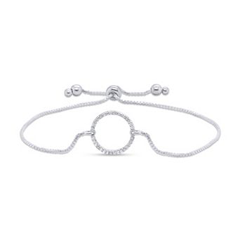 Éthique Sterling Silver 1/10 Carat T.W. Lab Grown Diamond Initial Bolo Bracelet