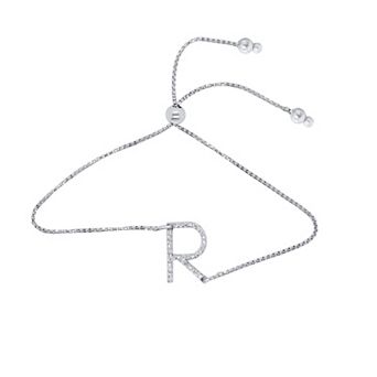 Éthique Sterling Silver 1/10 Carat T.W. Lab Grown Diamond Initial Bolo Bracelet