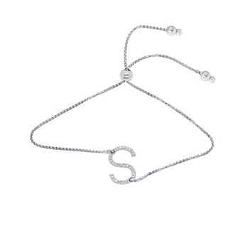 Éthique Sterling Silver 1/10 Carat T.W. Lab Grown Diamond Initial Bolo Bracelet