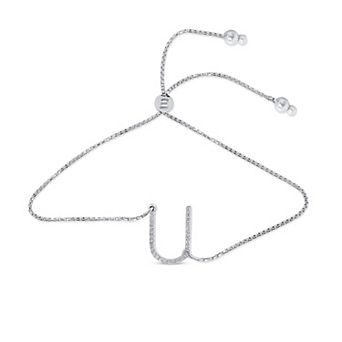 Éthique Sterling Silver 1/10 Carat T.W. Lab Grown Diamond Initial Bolo Bracelet