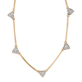 Éthique Sterling Silver 1 Carat T.W. Lab-Grown Diamond Heart Station Necklace