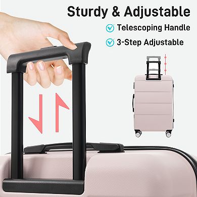Merax Hardshell Luggage Sets 3 Piece Double Spinner Wheels Suitcase with Handle Password Lock