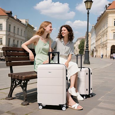 Merax Hardshell Luggage Sets 3 Piece Double Spinner Wheels Suitcase with Handle Password Lock