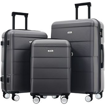 Merax Hardshell Luggage Sets 3 pc Double Spinner Wheels Suitcase with Handle Password Lock