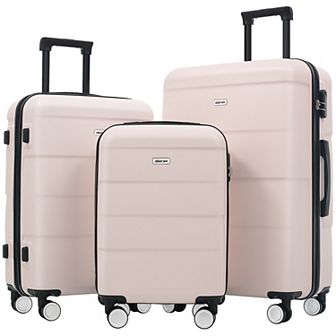 Merax Hardshell Luggage Sets 3 pc Double Spinner Wheels Suitcase with Handle Password Lock